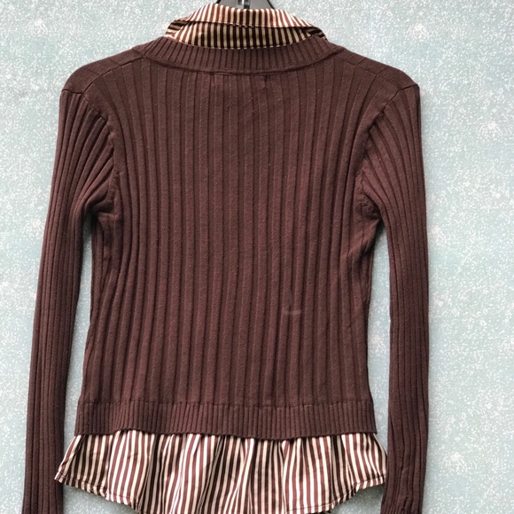 LAYAVI Brown and Beige Combined Long Sleeve Top Size M/L - Picture 9 of 12